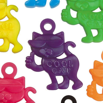 Colorful Cool Cat award tokens in various vibrant colors including yellow, purple, and pink, perfect for rewarding young students' achievements.