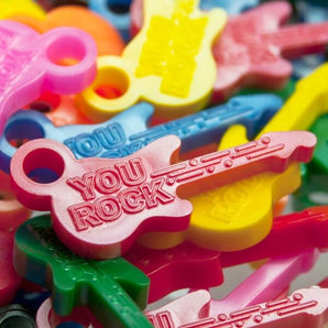 "You Rock" Guitar by Fitness Finders: Colorful variety of guitar tokens with "You Rock" slogan, Art & Music student awards