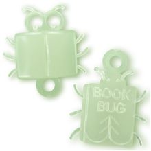 Glow Book Bug award token, designed for students, featuring a cute bug shape and the text 'BOOK BUG'. Ideal for classroom recognition and motivation.