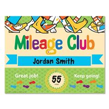 Mileage Club® Certificate by Fitness Finders: Colorful achievement w/ student name and mileage run, student fitness awards