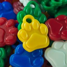 Paw Print by Fitness Finders: Paw print tokens in yellow, green, red, and blue, student fitness awards & school mascot