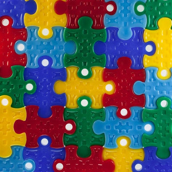 Puzzle Piece by Fitness Finders: Multicolored, interlocking puzzle piece tokens, character building student awards