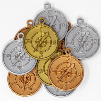 Compass Token by Fitness Finders: Gold, silver, and bronze compass token, student classroom award and motivational incentive