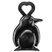 Elegant replica of an emperor penguin charm, designed in a solid black finish, featuring a heart-shaped loop, perfect as a winter award or motivational gift for achieving goals.