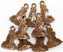 A collection of eight whimsical Groundhog plastic charm tokens, each depicting a charming groundhog standing on a mound, perfect for February school rewards.
